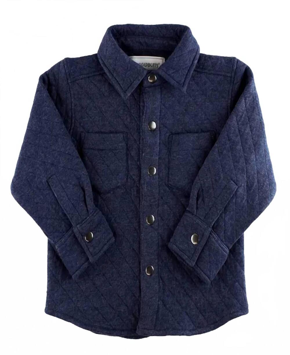 NEW RUGGED BUTTS kids' quilted knit shirt in heather navy